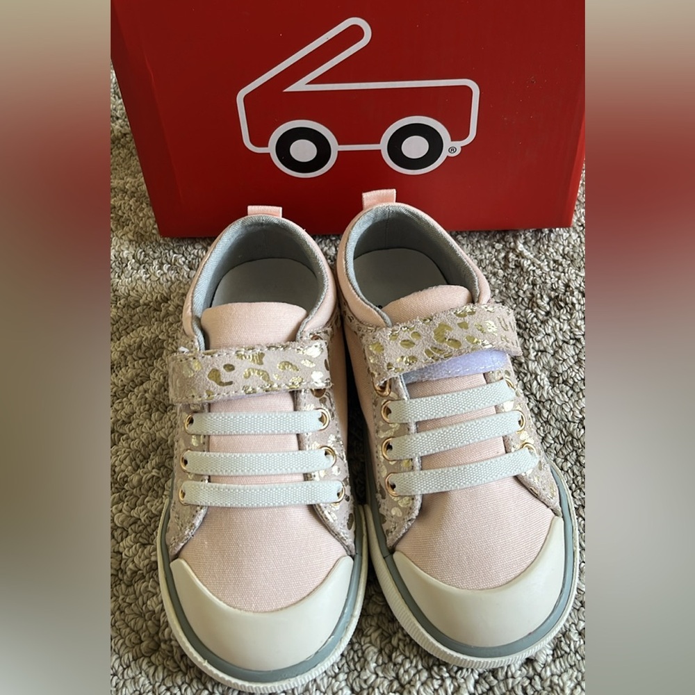 See Kai Run Pink and Gold Kids Sneakers. NIB. Size 11 EU 29